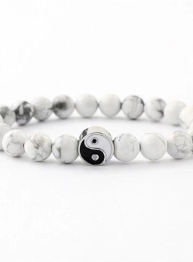 道家法器饰品新款饰品磨砂阴阳太极百搭手链阴阳男士手链学生版