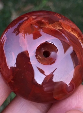 瓦西南红大平安扣吊坠柿子红带牛血红纹理漂亮挂件百搭时尚项链女