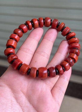 天然南红瓦西料小车轮珠手串多宝文玩饰品1234567890㎜手串链满肉