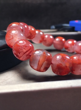 川料瓦西南红火焰老型手串冰底飘花单圈随行手链百搭时尚佛珠男女