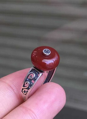 瓦西料南红原矿平安扣戒指红纹石海纹石翡翠蜜蜡绿松石手串吊坠女