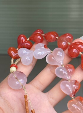 精品川料南红屁桃手工编织手持diy鲜艳艳丽手链百搭时尚饰品玉石