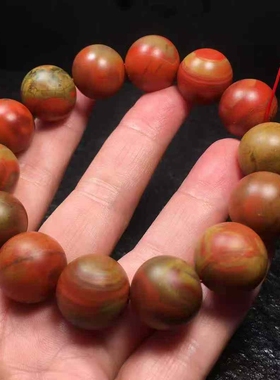 川料南红玛瑙包浆圆珠手串黄皮包浆16㎜柔光磨砂哑光男女款玉石男