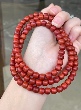 川料瓦西南红老型多圈手链耳坠环戒指天珠三通复古背云流行时尚男