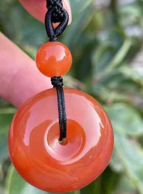 南红玛瑙平安扣吊坠挂件项链锁骨链超美毛衣链佛珠男女款收藏