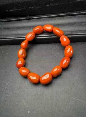 凉山南红玛瑙随行手链9㎜籽料手串手链男女款单圈收藏文玩饰品