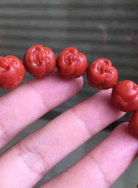 南红玛瑙瓦西料柿子红满色满肉弥勒佛头手串尺寸12mm单圈玉石男女