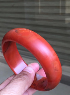 瓦西南红柿子红宽边手镯盐源和田玉天河石海蓝宝流行时尚饰品礼物