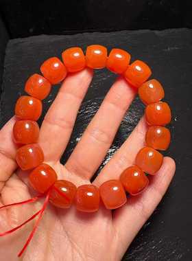 凉山南红玛瑙藏式直切手串手链尺寸12mm男女款单圈收藏级别精美