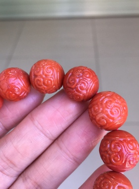 川料南红玛瑙回纹珠手串13㎜念珠diy精美盘玩包浆收藏手持手串男