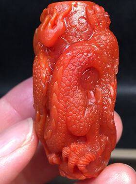 南红玛瑙保山龙柱满色满肉柿子红男女款饰品古风配饰手把件吊坠