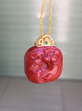 川料南红年年有余925银镶嵌吊坠珠宝古玩收藏旧物件手串吊坠挂件