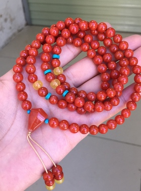 川料南红玛瑙手串DIY多圈珠宝古玩收藏旧物件手串吊坠挂件