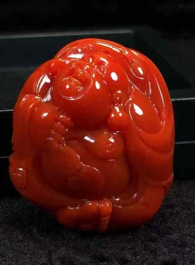 南红玛瑙弥勒佛吊坠挂件锁骨链男女款满肉柿子红瓦西笑佛雕件
