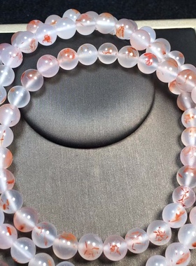 九口南红高冰碎花多圈手链1234567890mm手串吊坠盐源翡翠饰品女款