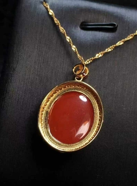 保山南红玛瑙新款大吊坠锁骨链珠宝古玩收藏旧物件手串吊坠挂件