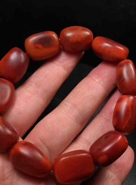 精品川料南红随型手串柿子红玫瑰红满色满肉14㎜男女款玉石