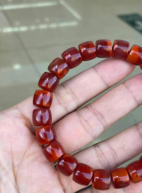 瓦西南红直切手串红纹石海纹石翡翠蜜蜡绿松石吊坠挂件百搭时尚女