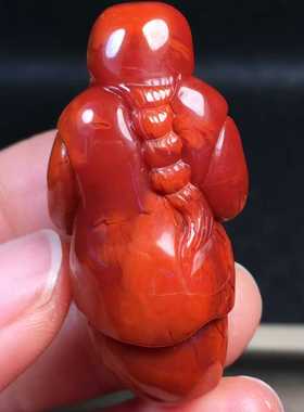 精品瓦西南红小地主立体吊坠满色满肉柿子牛血红财神男女款