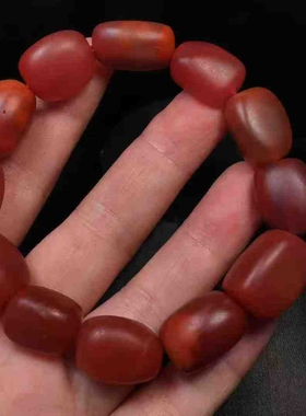 柔光川料南红玛瑙随型手串玫瑰红色手链男女款单圈收藏男女款籽料