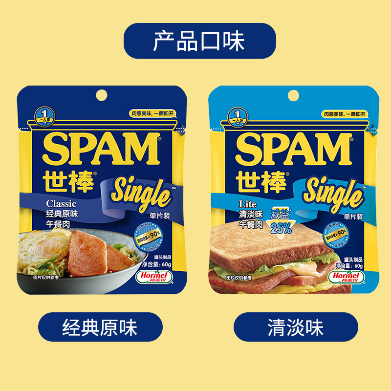 Spam/世棒午餐肉经典原味单片装开袋即食火腿三明治火锅泡面早餐-图0