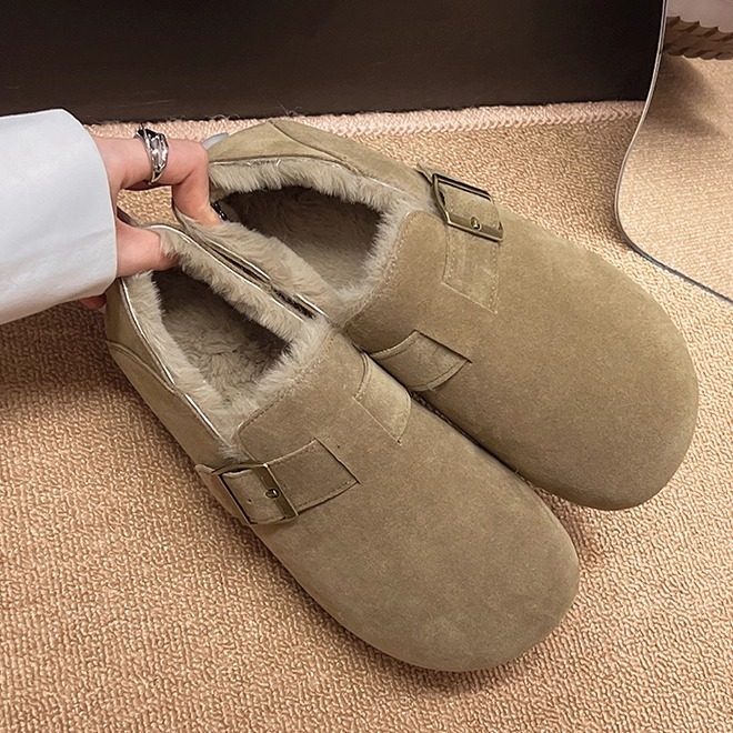 品牌鞋全包勃肯鞋女2025新款冬季加绒保暖一脚蹬豆豆鞋软底毛毛鞋,淘宝优惠券,粉丝福利购,淘宝优惠卷