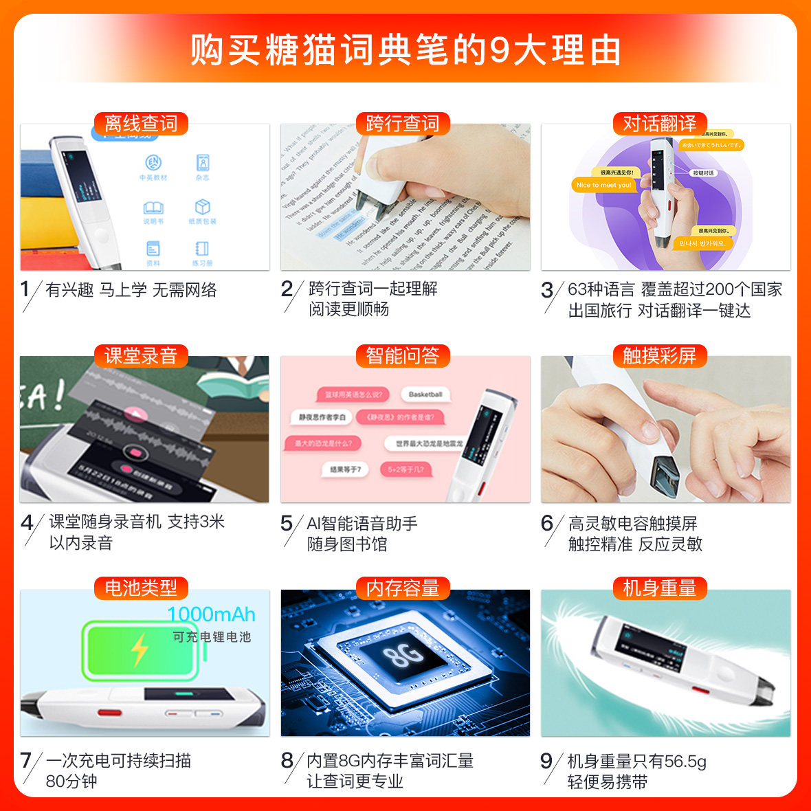 【官方旗舰新品】搜狗糖猫辞典单词笔 糖猫电子辞典