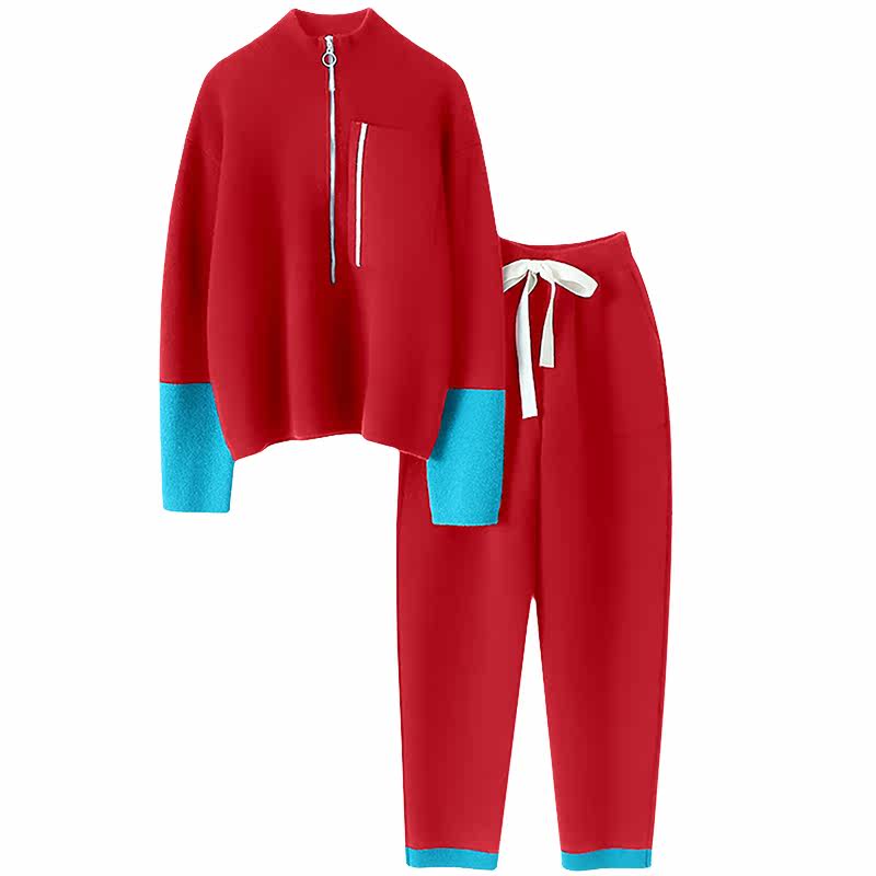 时髦降维打击~加厚100%山羊绒衫女高领纯羊绒毛衣休闲裤子套装,淘宝优惠券,粉丝福利购,淘宝优惠卷