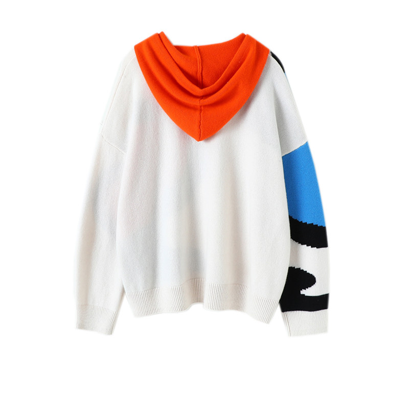 时髦心向阳光~加厚连帽羊绒衫女卫衣带帽纯羊绒毛衣拼色宽松帽衫,淘宝优惠券,粉丝福利购,淘宝优惠卷