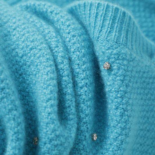 官方正品~重工菠萝针手工钉钻100%纯山羊绒开衫女V领毛衣针织外套,淘宝优惠券,粉丝福利购,淘宝优惠卷