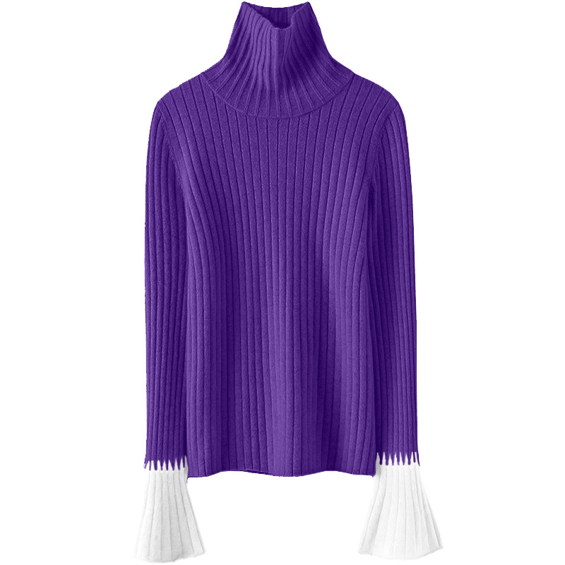 启超高端品牌！喇叭袖100%羊绒衫女高领纯羊绒毛衣针织打底衫秋冬,淘宝优惠券,粉丝福利购,淘宝优惠卷