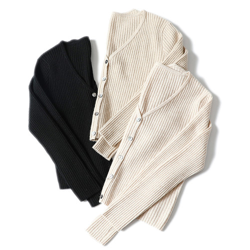 老客入齐色！100%纯羊绒开衫女V领短款羊绒毛衣女针织开衫小外套 - 图0