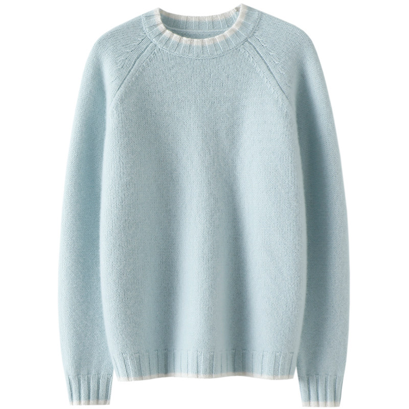 官方正品~加厚假两件100%纯山羊绒衫女圆领纯羊绒毛衣宽松秋冬,淘宝优惠券,粉丝福利购,淘宝优惠卷