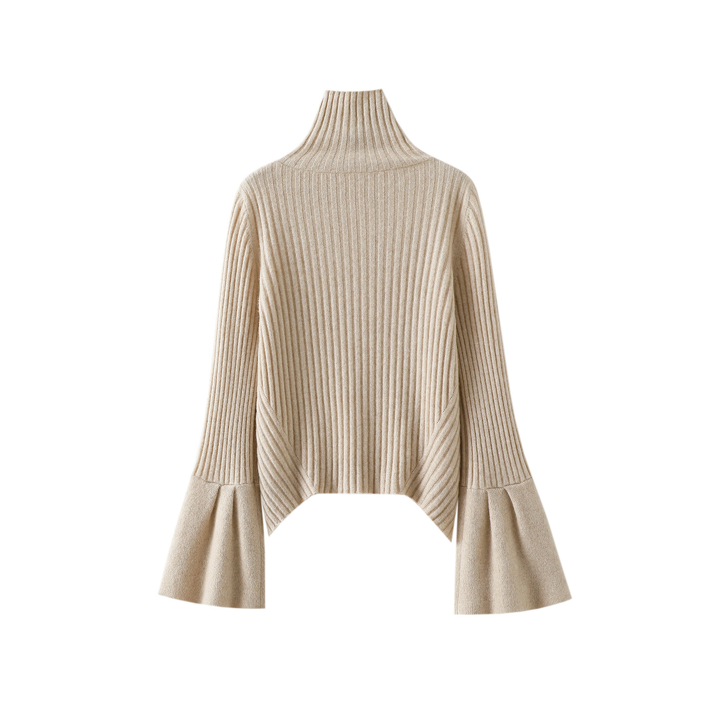 版型太到位了！喇叭袖100%纯山羊绒衫女高领纯羊绒毛衣针织衫秋冬,淘宝优惠券,粉丝福利购,淘宝优惠卷