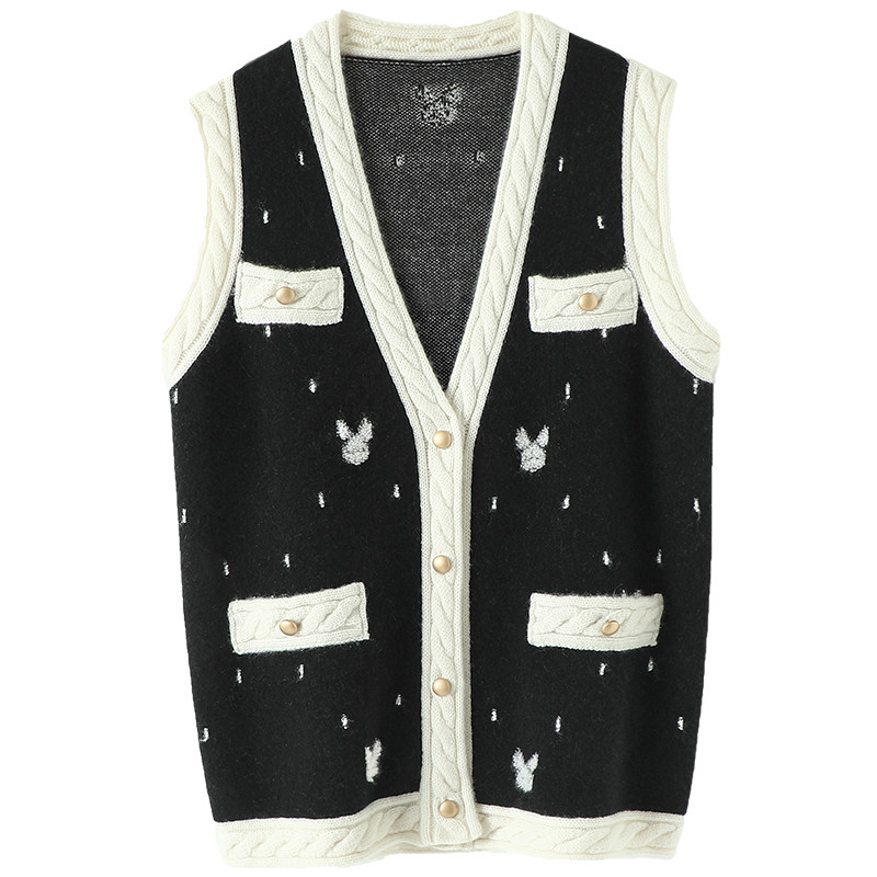 气质豆蔻芳华~V领羊绒背心女纯羊绒开衫毛衣针织坎肩马甲外套加厚,淘宝优惠券,粉丝福利购,淘宝优惠卷