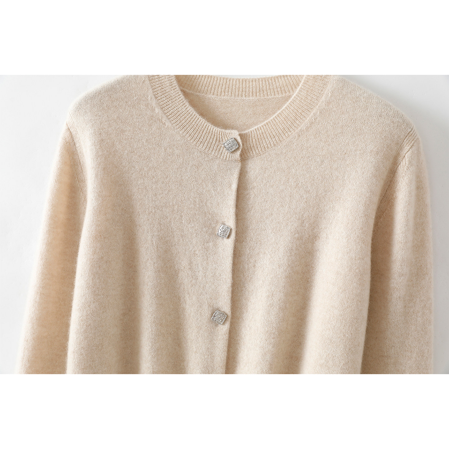 心水一万次！圆领100%纯山羊绒开衫女纯羊绒毛衣针织开衫秋冬短款,淘宝优惠券,粉丝福利购,淘宝优惠卷