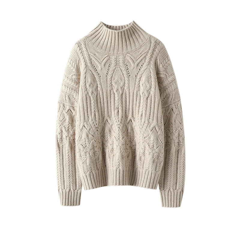 淡如雅致！纯山羊绒衫女镂空高领时尚纯色新款针织羊绒衫毛衣加厚,淘宝优惠券,粉丝福利购,淘宝优惠卷