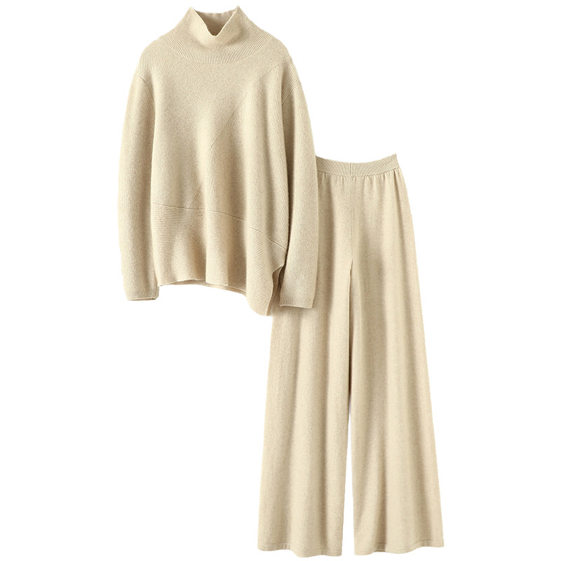 穿出来腔调满满！羊绒衫女纯羊绒裤子女外穿阔腿裤羊绒套装女毛衣,淘宝优惠券,粉丝福利购,淘宝优惠卷