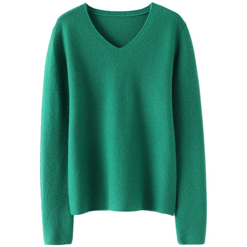 穿搭很抬气！气质反针~V领羊绒衫女纯羊绒毛衣套头针织打底衫秋冬 - 图3