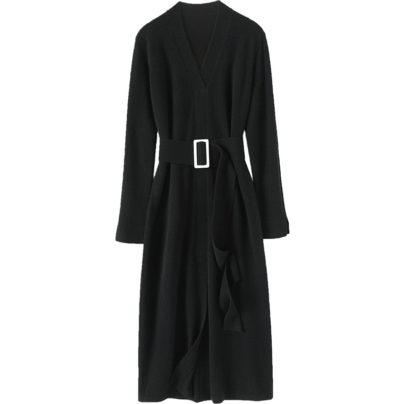 尤物级！！气质V领系带开叉羊绒连衣裙子女羊绒衫中长款毛衣秋冬,淘宝优惠券,粉丝福利购,淘宝优惠卷