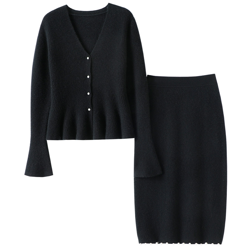官方正品！加厚V领100%纯衫羊绒开衫女纯羊绒毛衣半身裙子套装,淘宝优惠券,粉丝福利购,淘宝优惠卷
