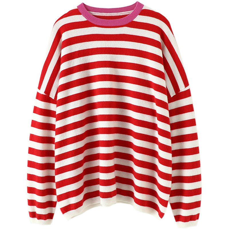 华丽美感！圆领羊绒衫女宽松纯羊绒毛衣针织衫套头慵懒风秋冬新款,淘宝优惠券,粉丝福利购,淘宝优惠卷