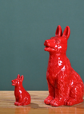 黑色陶瓷狗摆件十二生肖狗家居办公招财镇宅旺财小狗摆设工艺品