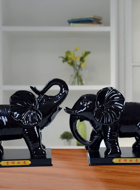 工艺乔迁开业卧室黑色大象摆件