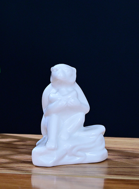 陶瓷小猴子摆件十二生肖黄色补角招财风水家居装饰桌面一对吉祥物