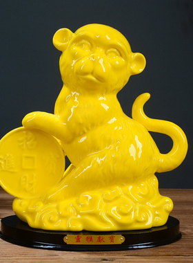 黄色公鸡描金家居装饰