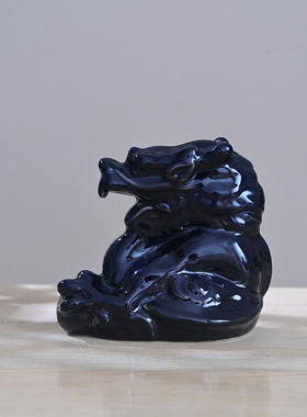 伟锋陶瓷商行小龙摆件十二生肖红黄描金工艺品家居办公装饰品祥龙