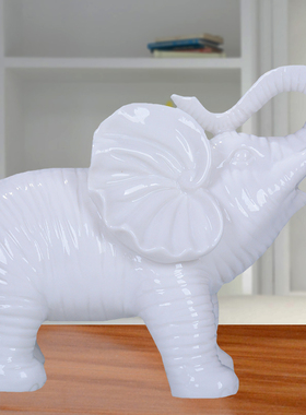 黑色陶瓷招财开业礼品大象摆件