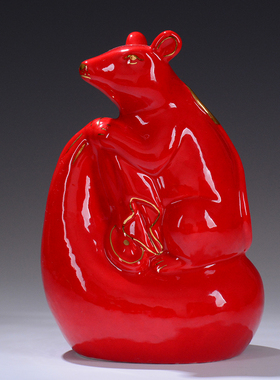 十二生肖招财可爱风红色老鼠摆件