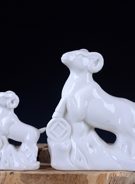 白色雕塑生肖虎招财风水德化陶瓷